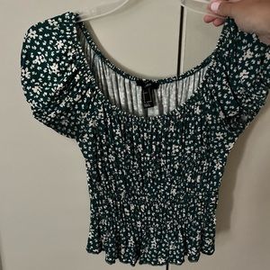 Green Floral Top